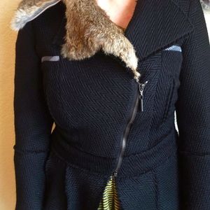 Roberto Cavalli, short jacket, fur collar, lined, 100% wool